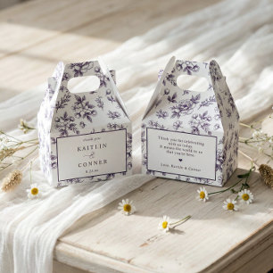 Vintage French Floral Eggplant Purple Wedding Favor Boxes