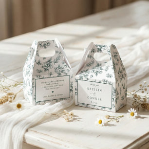 Vintage French Floral Emerald Green Wedding Favor Boxes