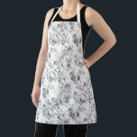 Vintage French Floral Fantasy Toile-Black Apron<br><div class="desc">Elegant vintage 19th century black-on-white toile pattern adapted from a French drawing in the Smithsonian collection featuring fantasy flowers, leaves and vines with a cupid, indigenous warrior and human figures. Strap color is customizable.</div>