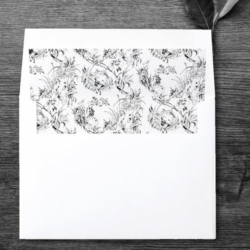 Vintage French Floral Fantasy Toile_Black Envelope Liner