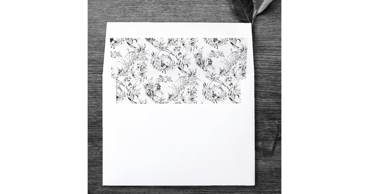 Vintage French Floral Fantasy Toile-Black Envelope Liner