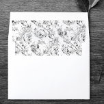 Vintage French Floral Fantasy Toile-Black Envelope Liner<br><div class="desc">Elegant vintage 19th century black-on-white toile pattern adapted from a French drawing in the Smithsonian collection featuring fantasy flowers,  leaves and vines with a cupid,  indigenous warrior and human figures.</div>