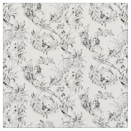 Vintage French Floral Fantasy Toile-Black Fabric