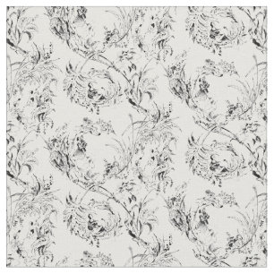 Vintage French Floral Fantasy Toile-Black Fabric