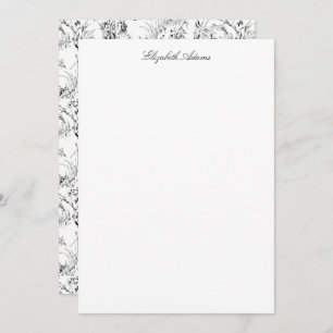 Vintage French Floral Fantasy Toile-Black Note Card