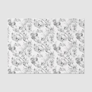 Vintage French Floral Fantasy Toile-Black Tissue Paper