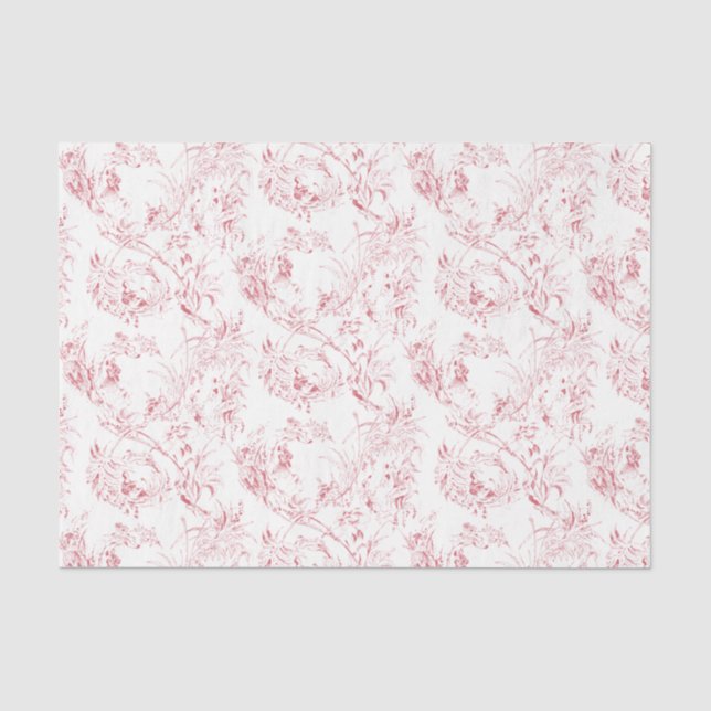 Vintage French Floral Fantasy Toile-Pink Tissue Paper (Front)
