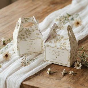 Vintage French Floral Gold & Ivory Cream Wedding Favor Boxes