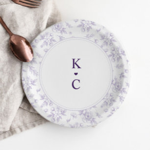 Vintage French Floral Lavender Purple Wedding Paper Plates