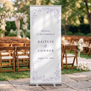 Vintage French Floral Light Purple Wedding Welcome Retractable Banner