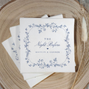 Vintage French Floral Navy Blue Rehearsal Dinner Napkins