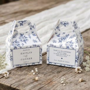 Vintage French Floral Navy Blue Victorian Wedding Favor Boxes