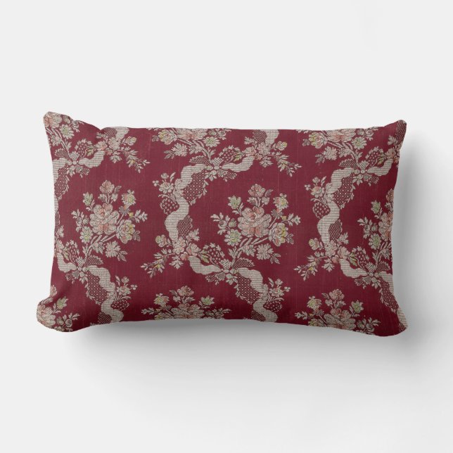 Vintage French Floral Pattern Lumbar Pillow (Front)