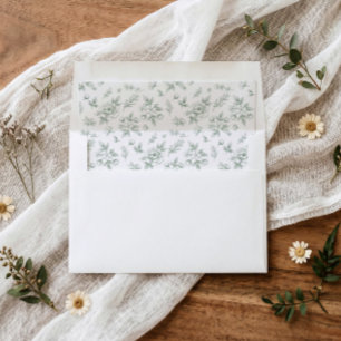 Vintage French Floral Sage Green Toile Wedding Envelope Liner