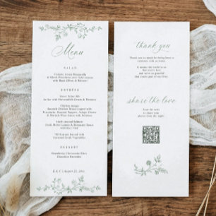 Vintage French Floral Sage Green Victorian Wedding Menu