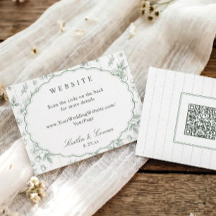 Vintage French Floral Sage Green Wedding Website Enclosure Card