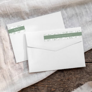 Vintage French Floral Sage Wedding Return Address Wrap Around Label