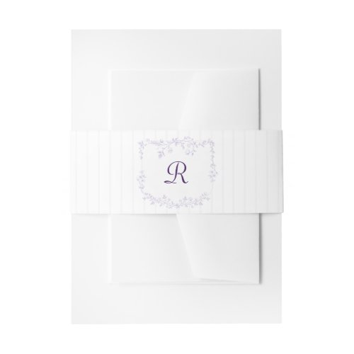 Vintage French Floral Stripes Lavender Wedding Invitation Belly Band