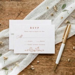 Vintage French Floral Terracotta Orange Wedding RSVP Card