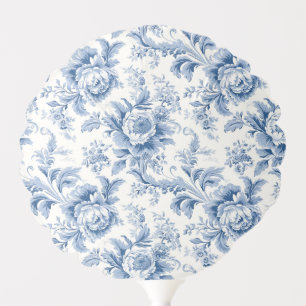 Vintage French Floral Toile Blue Balloon