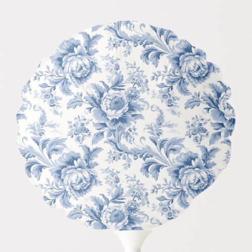 Vintage French Floral Toile Blue Balloon