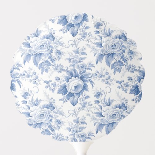 Vintage French Floral Toile Blue Balloon