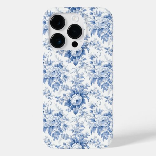 Vintage French Floral Toile Blue Case_Mate iPhone 14 Pro Case