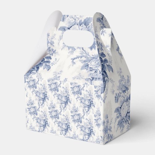 Vintage French Floral Toile Blue Favor Box