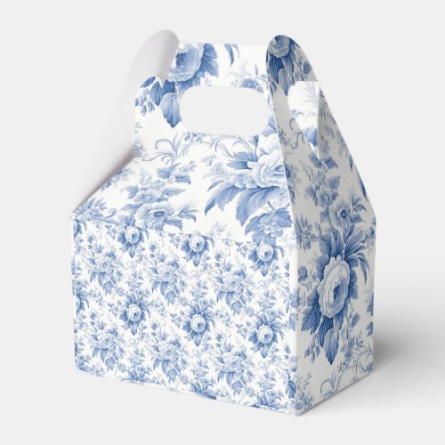 Vintage French Floral Toile Blue Favor Boxes