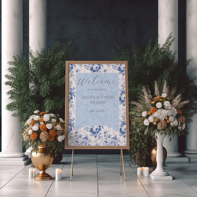 Vintage French Floral Toile Blue Foam Board (Creator Uploaded)