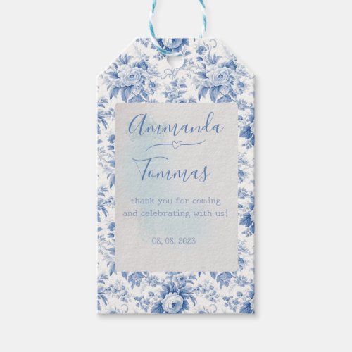 Vintage French Floral Toile Blue Gift Tags