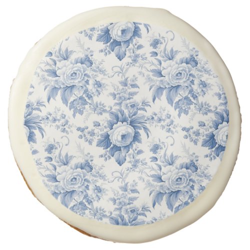 Vintage French Floral Toile Blue Sugar Cookie