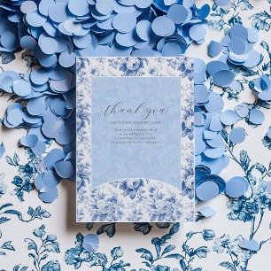 Vintage French Floral Toile Blue Thank You Card