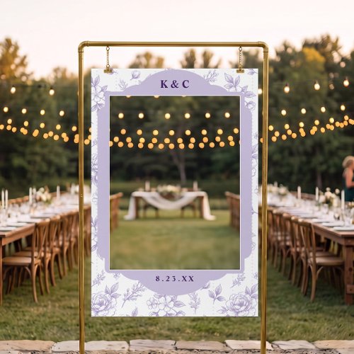 Vintage French Floral Toile Lavender Wedding Selfie Frame