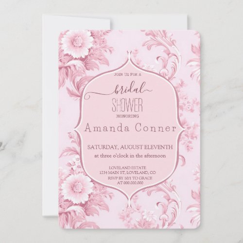 Vintage French Floral Toile Pink Invitation
