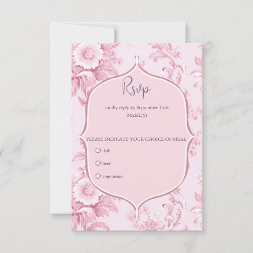 Vintage French Floral Toile Pink RSVP Card