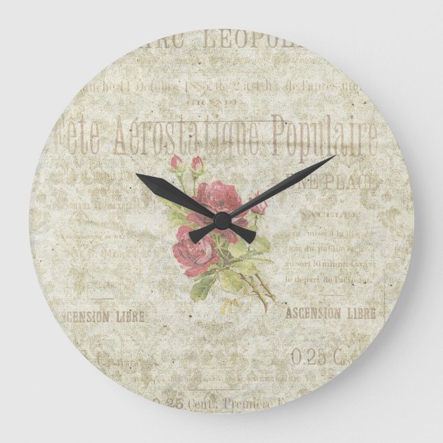 Vintage French Floral Wall Clock (Front)