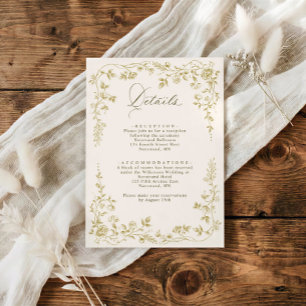 Vintage French Floral Wedding Details Gold & Ivory Enclosure Card