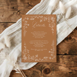 Vintage French Floral Wedding Details Terracotta Enclosure Card