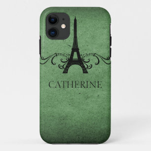 Vintage French Flourish BT iPhone 5 Case, Green iPhone 11 Case