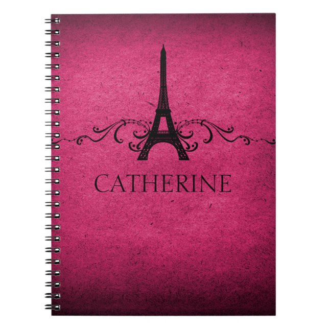 Vintage French Flourish Notebook, Pink Notebook (Front)