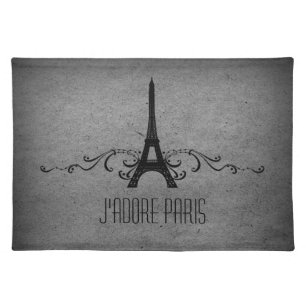 Vintage French Flourish Placemat, Gray Placemat