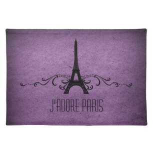 Vintage French Flourish Placemat, Purple Cloth Placemat
