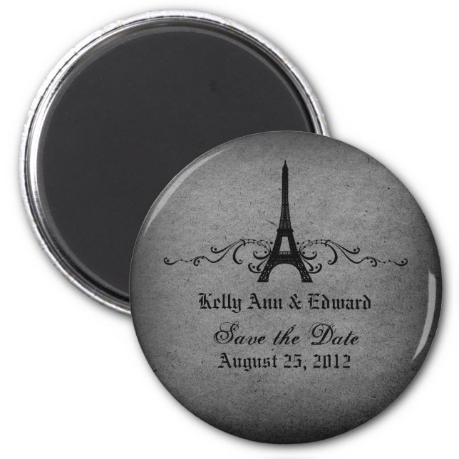 Vintage French Flourish Save the Date Magnet (Front)