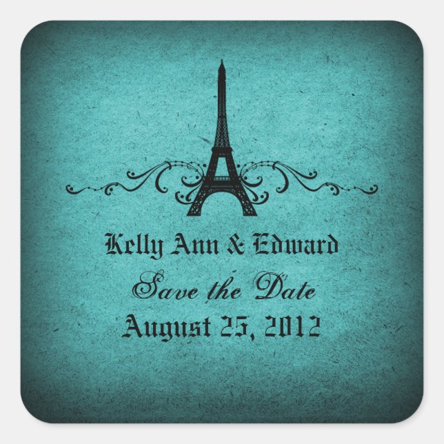 Vintage French Flourish Save the Date Stickers (Front)