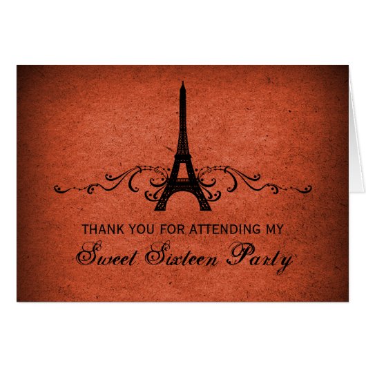 Vintage French Flourish Sweet 16 Thank You Card (Front Horizontal)