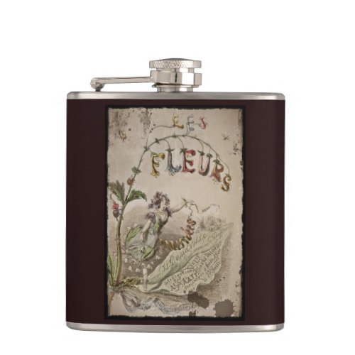 Vintage French Flower Fairy Hip Flask