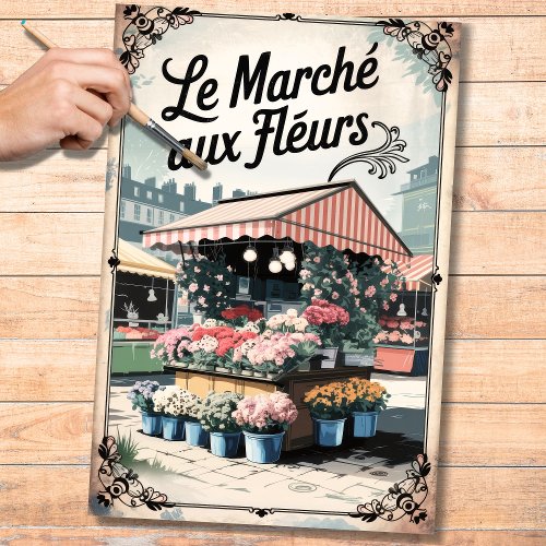 Vintage French Flower Market 2 Decoupage Paper