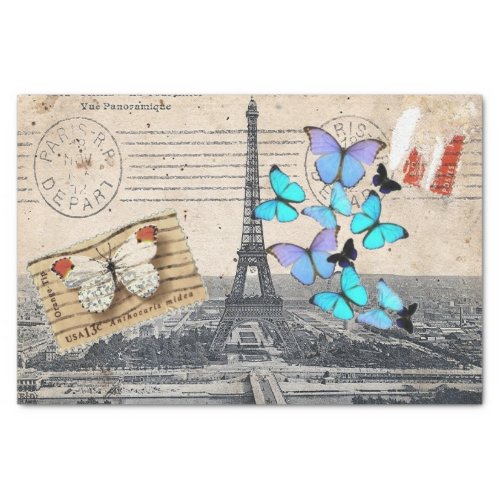 Vintage french france travel paris eiffel tower tissue paper