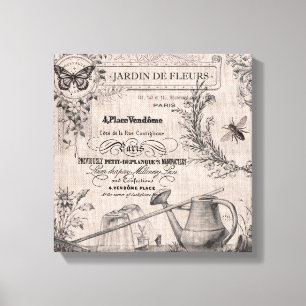 Vintage French Garden stretched canvas